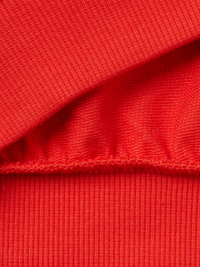 Benetton Kids' Cotton Floral Embroidered Sleeve Crew Neck Sweatshirt, Bright Red