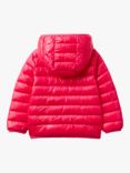 Benetton Kids' Hooded Puffer Jacket, Magenta Red