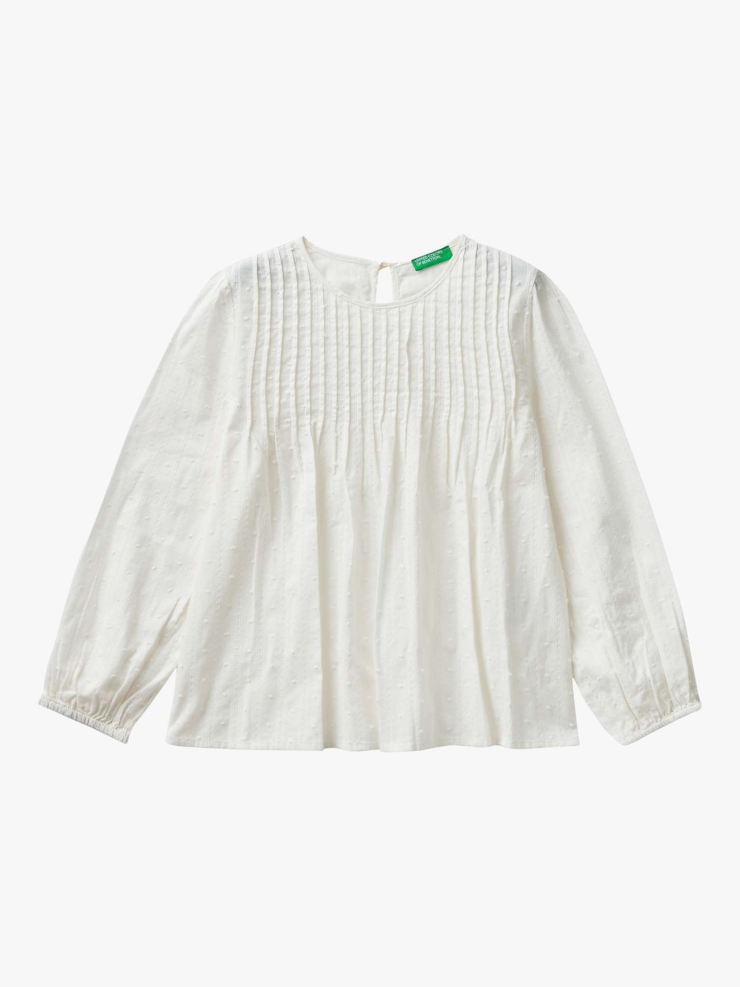 Buy Benetton Kids' Cotton Pintuck Textured Muslin Shirt, Cream Online at johnlewis.com