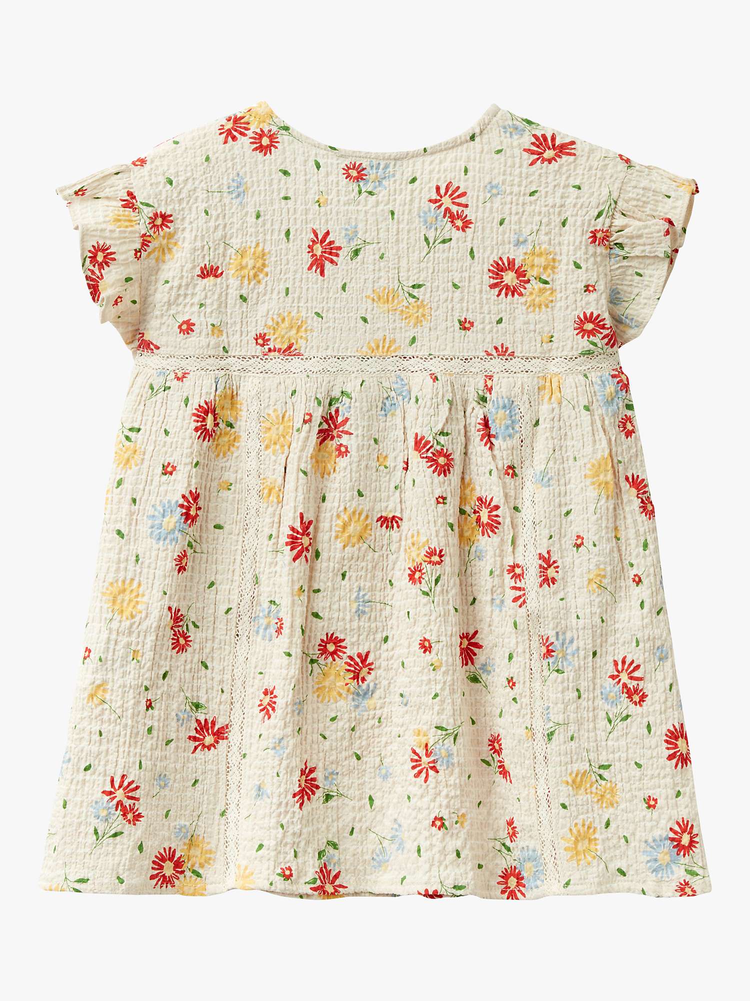 Buy Benetton Kids' Floral Print Crepon Shirt, Cream/Multi Online at johnlewis.com