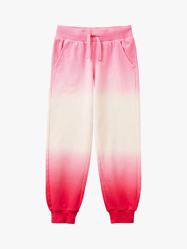 Benetton Kids' Cotton Gradient Fleece Joggers, Pink/Multi