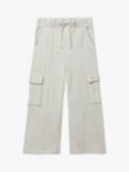 Benetton Kids' Fleece Wide Leg Trousers, Grey Melange