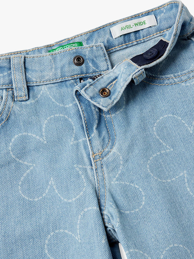 Benetton Kids' Floral Jeans, Blue