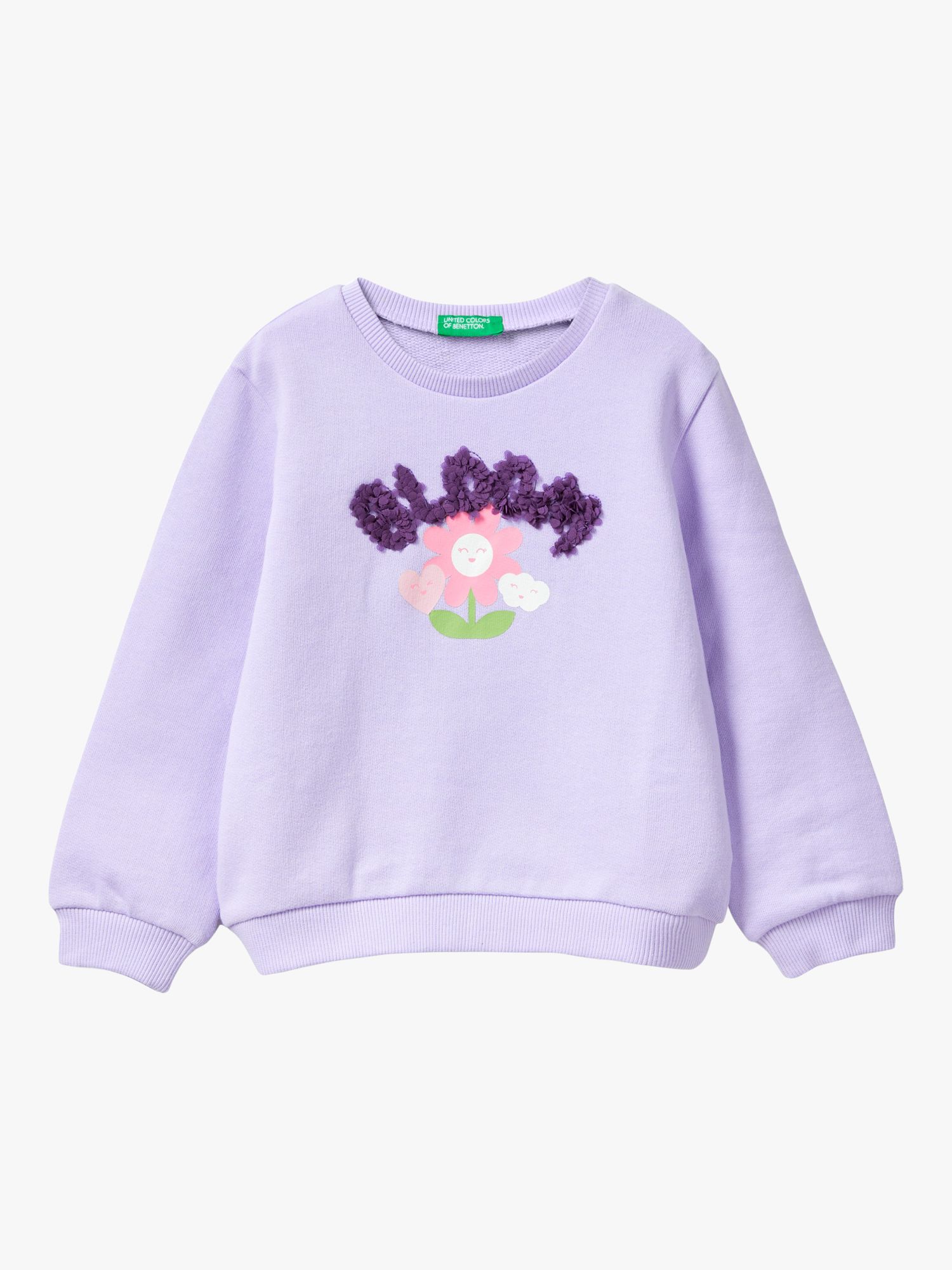 Buy Benetton Kids' Bloom Applique Sweatshirt, Mauve Online at johnlewis.com