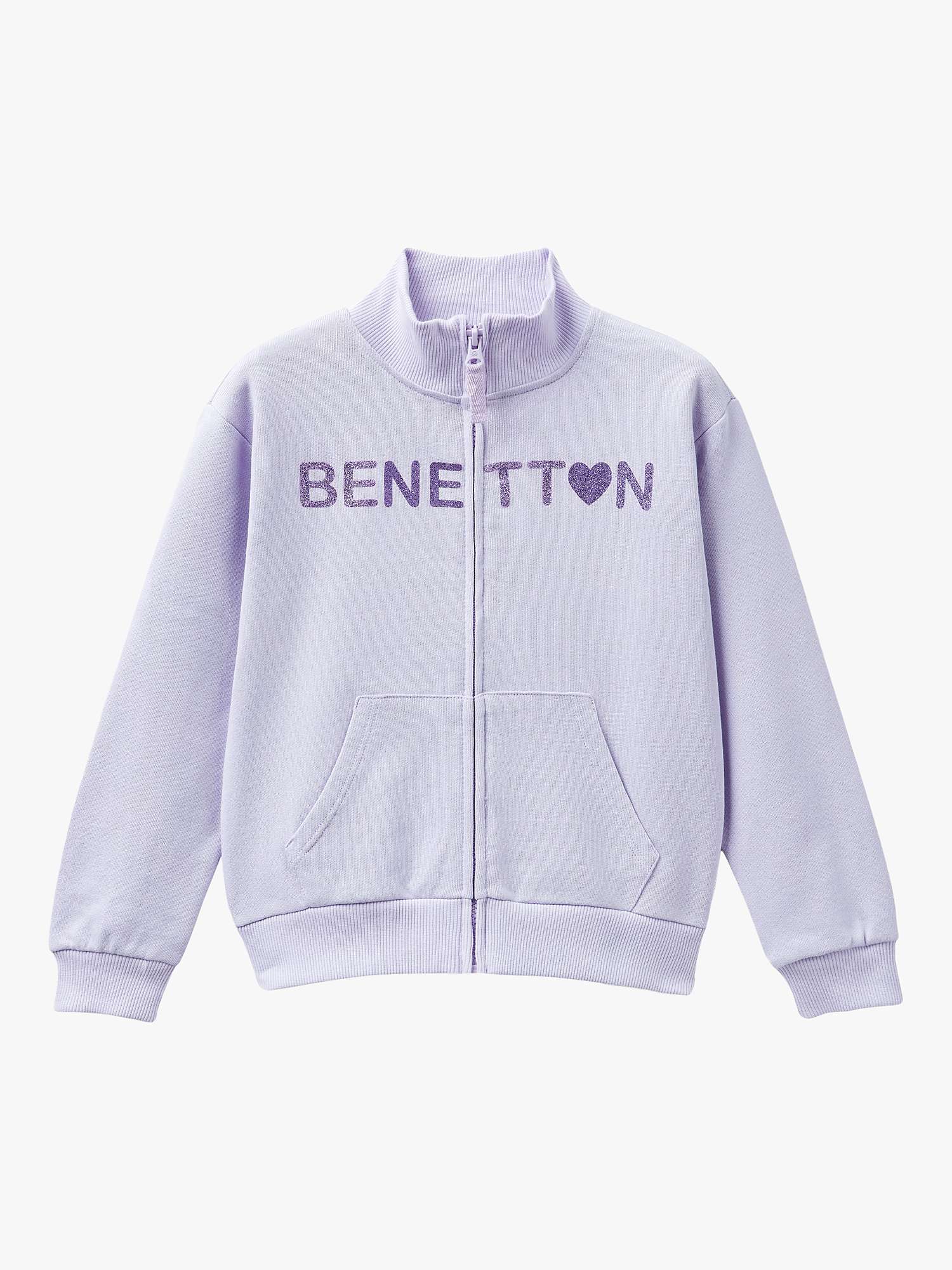 Buy Benetton Kids' Logo Zip Through Sweatshirt, Mauve Online at johnlewis.com
