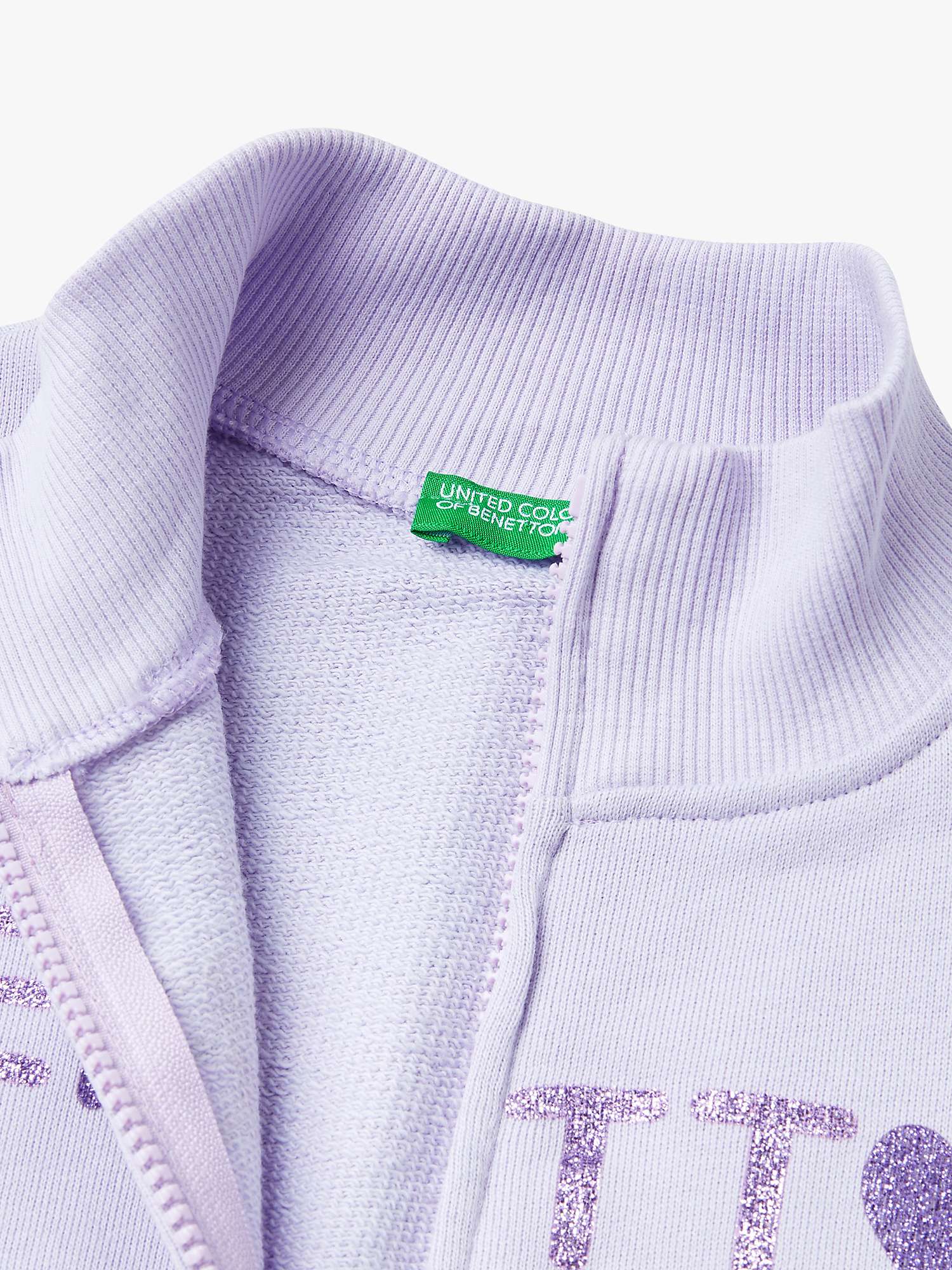 Buy Benetton Kids' Logo Zip Through Sweatshirt, Mauve Online at johnlewis.com