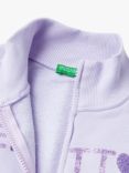 Benetton Kids' Logo Zip Through Sweatshirt, Mauve