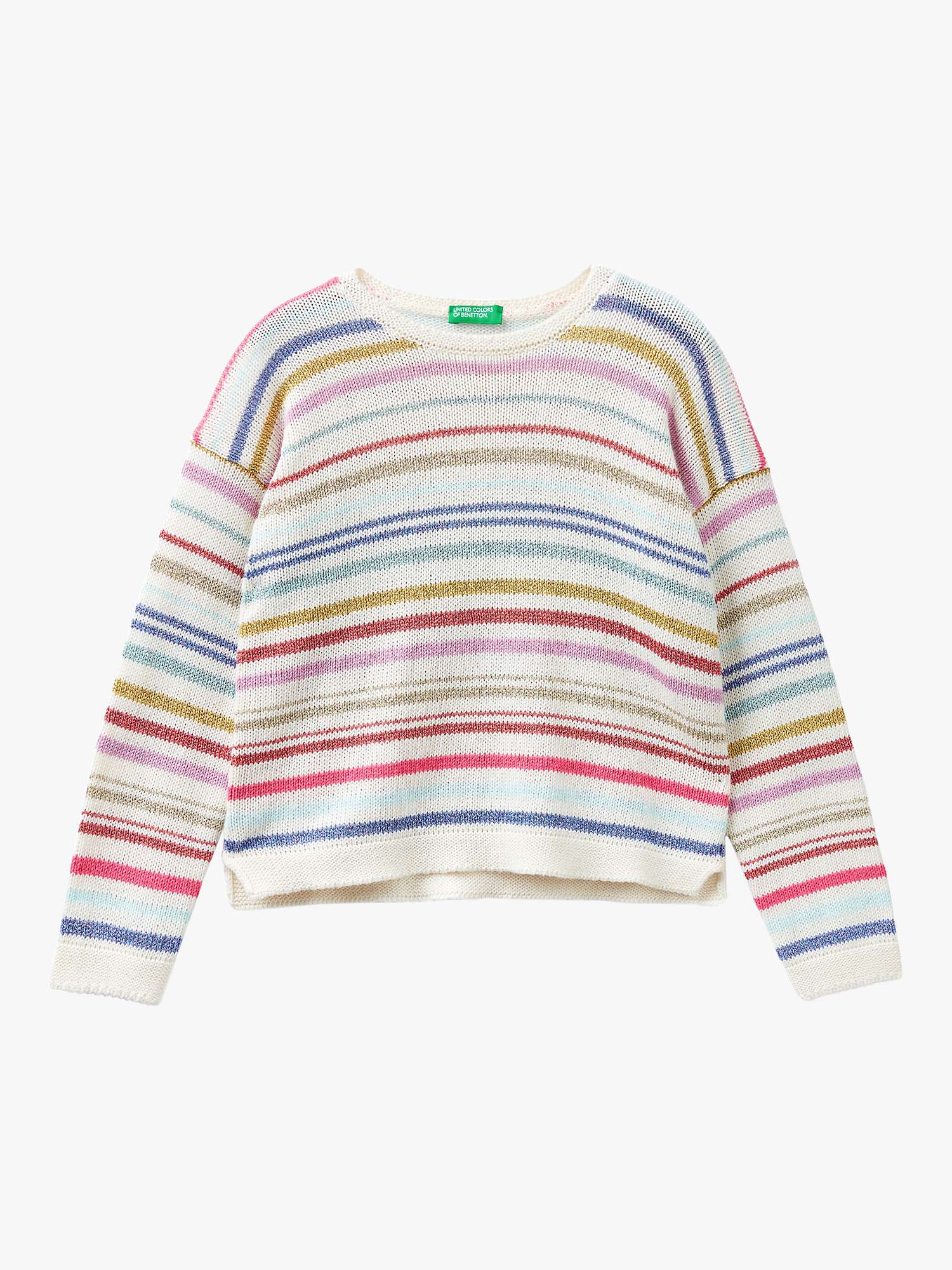 Buy Benetton Kids' Stripe Knit Crew Neck Jumper, Multi Online at johnlewis.com