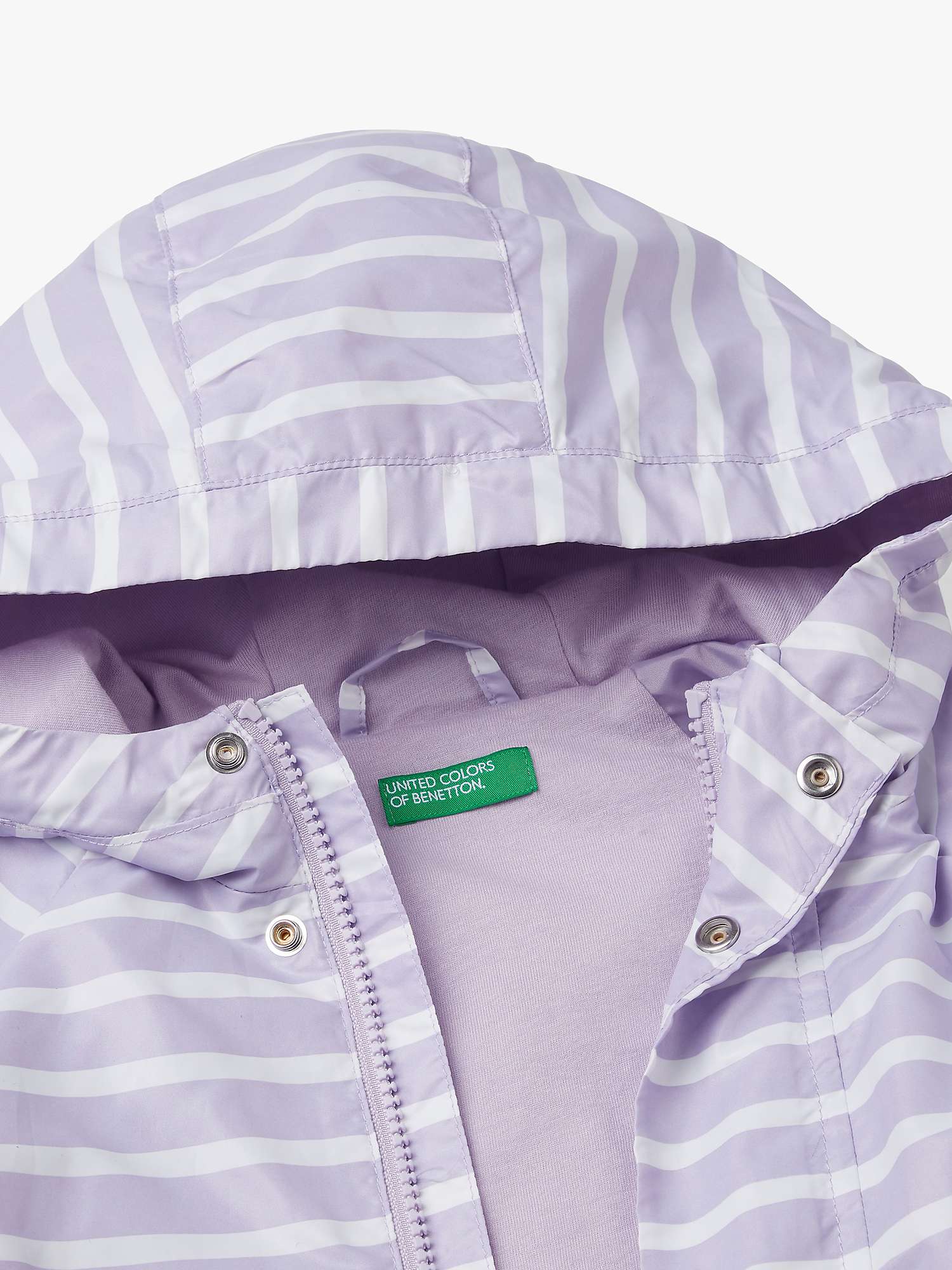 Buy Benetton Kids' Striped Hooded Rain Jacket, Lilac Online at johnlewis.com