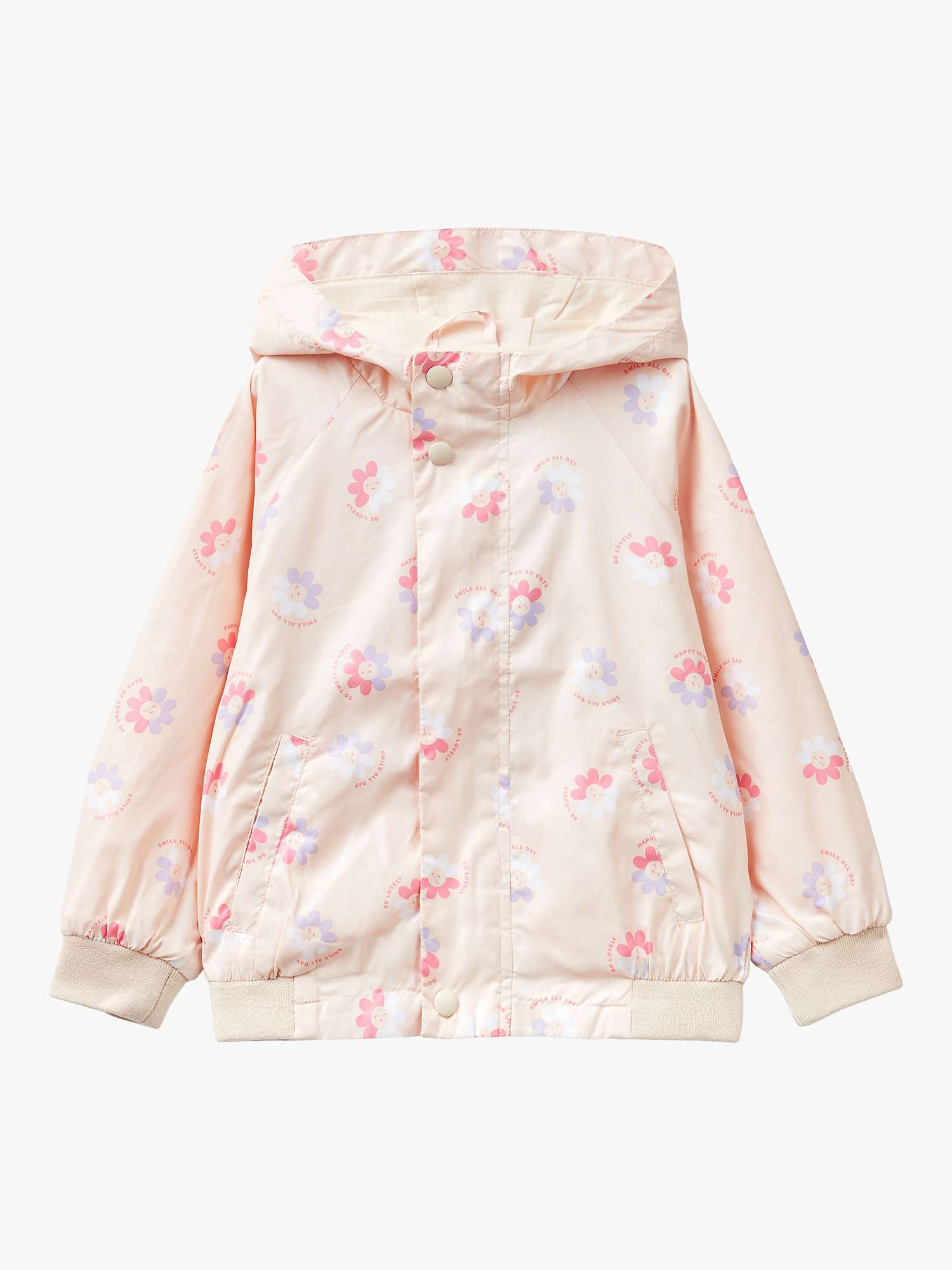Buy Benetton Kids' Floral Print Hooded Rain Jacket, Multi Online at johnlewis.com