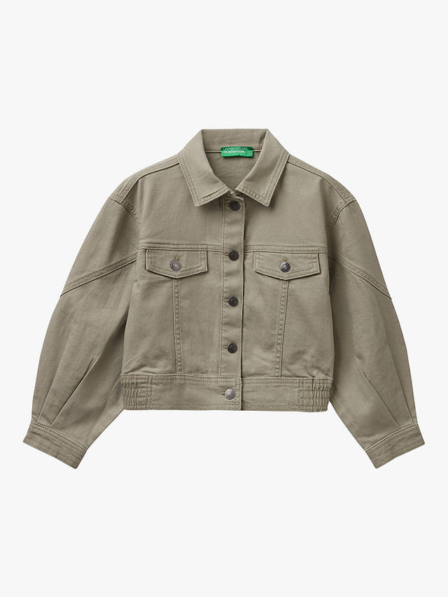 Benetton Kids' Collared Denim Jacket, Military Green