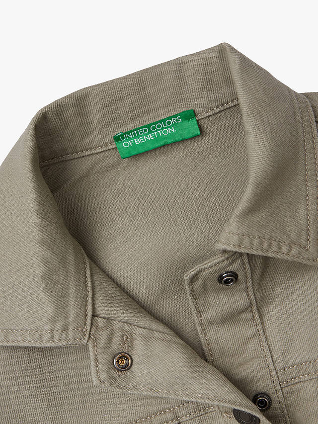 Benetton Kids' Collared Denim Jacket, Military Green