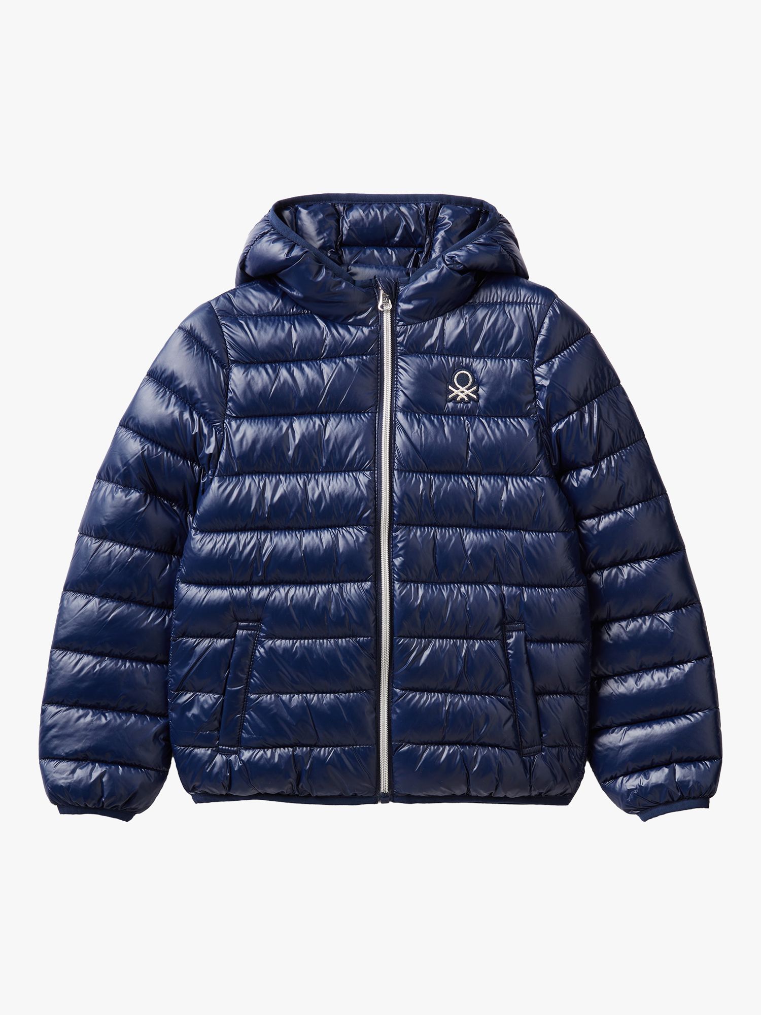 Benetton Kids' Hooded Puffer Jacket, Night Blue, 7-8 years