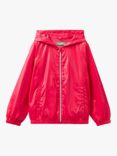 Benetton Kids' Hooded Rain Jacket, Magenta Red