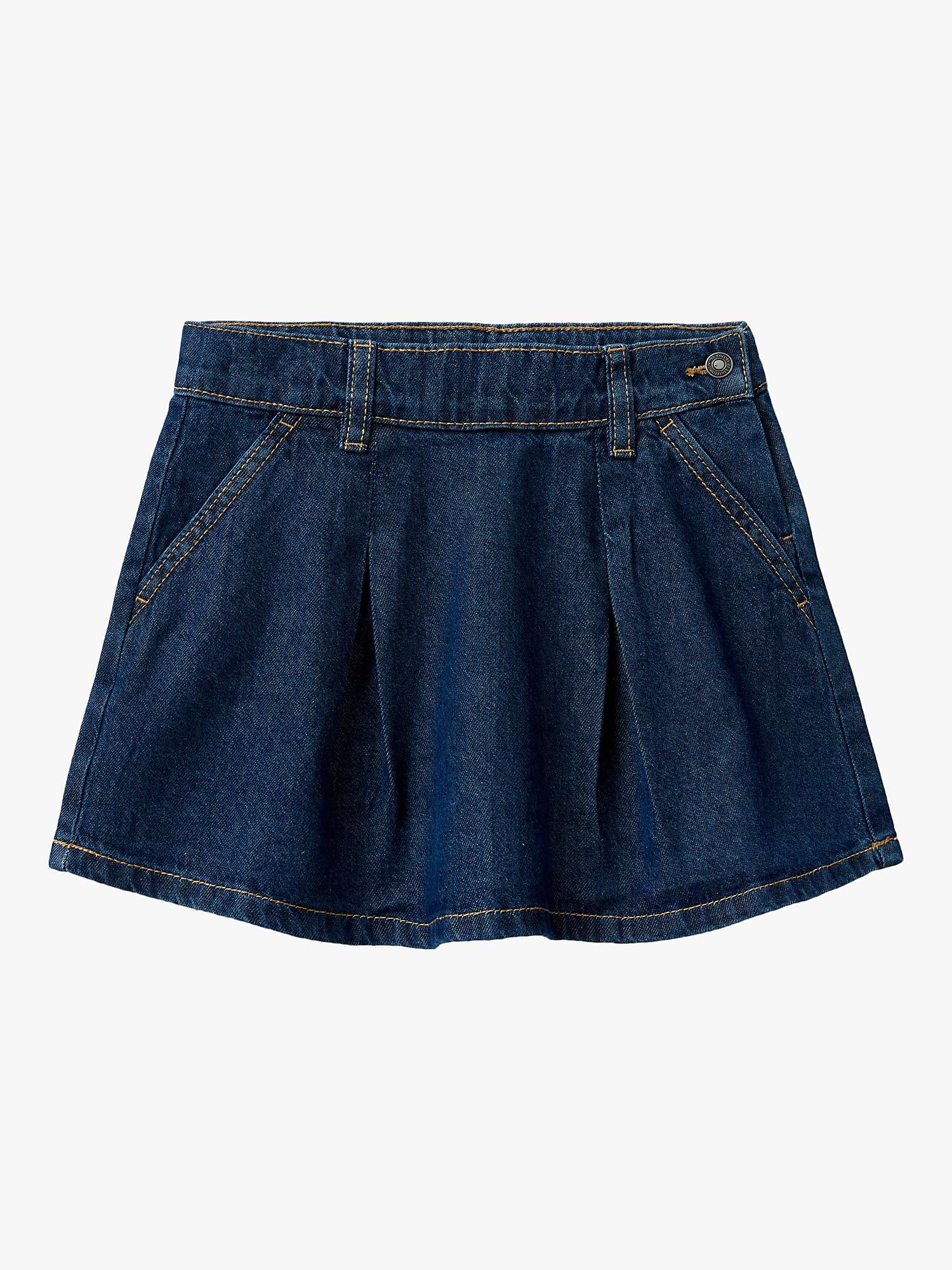 Buy Benetton Kids' Embroidered Box Pleat Denim Skirt, Blue Online at johnlewis.com