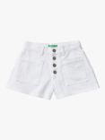 Benetton Kids' Stretch Button Front Shorts, Optical White