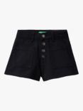 Benetton Kids' Pocket Button Detail Shorts, Black