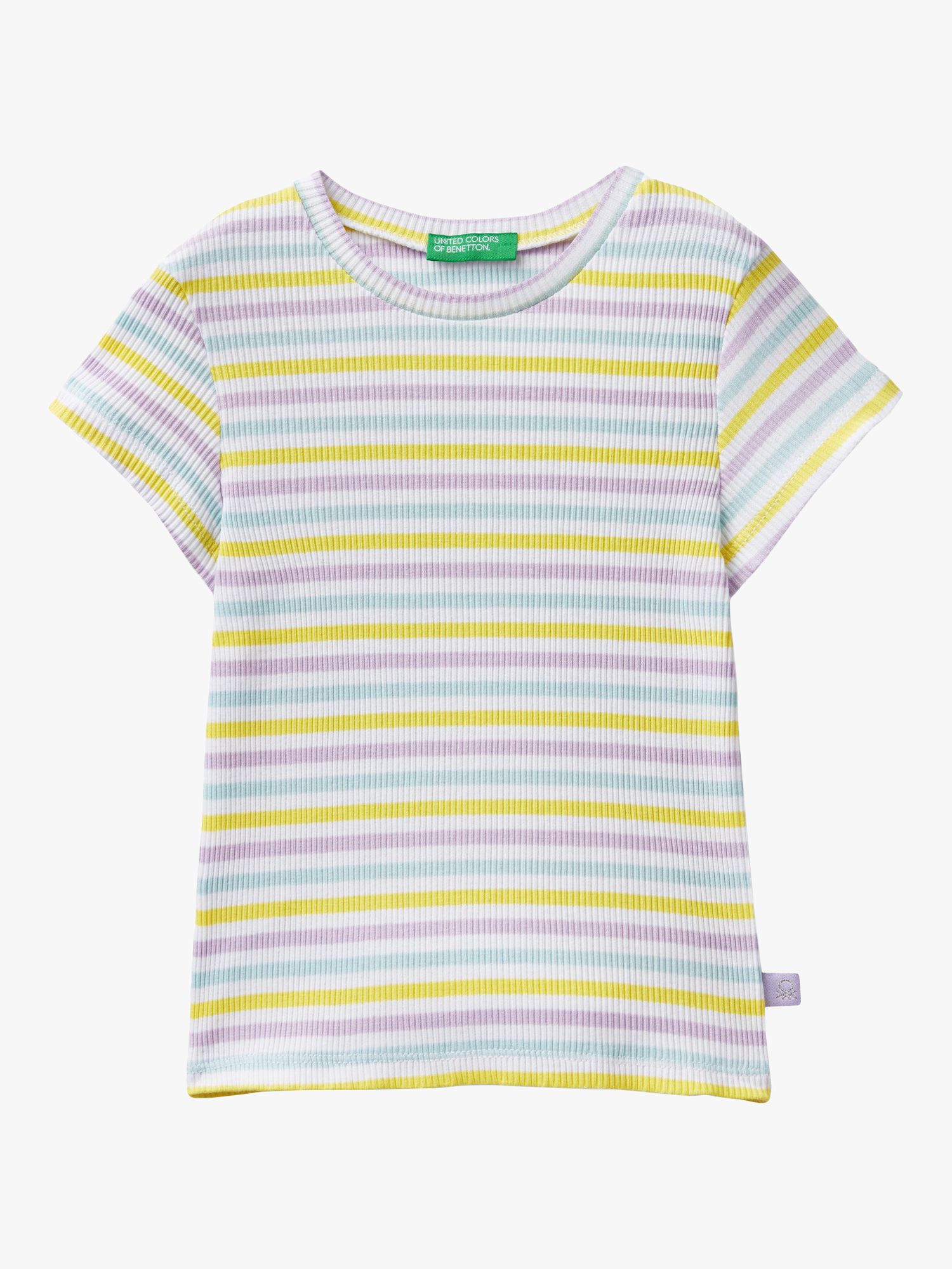 Benetton Kids' Stripe Ribbed Short Sleeve T-Shirt, Multi, 18-24 months