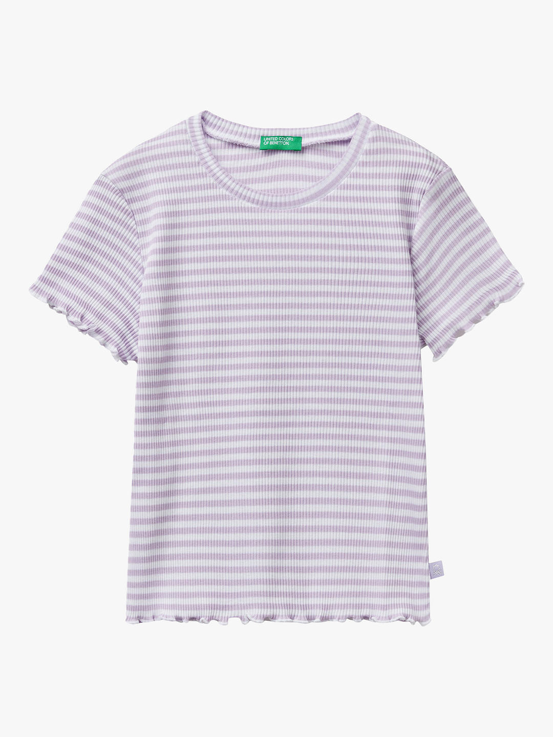 Benetton Kids' Stripe Rib Short Sleeve T-Shirt, Purple/Multi