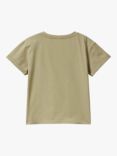Benetton Kids' Cotton Floral Embroidered T-Shirt, Military Green