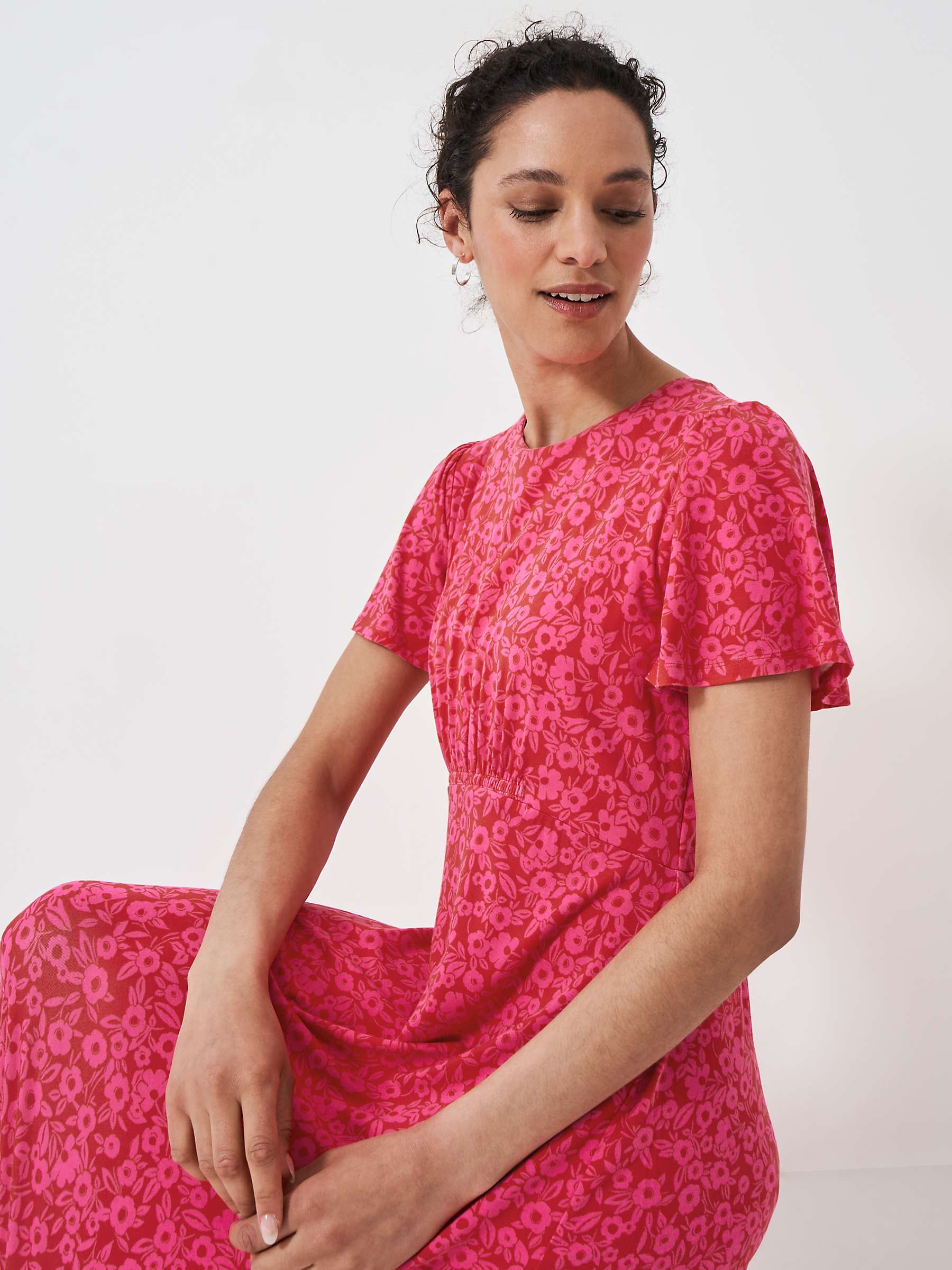Buy Crew Clothing Jenna Jersey Midi Dress, Bright Pink Online at johnlewis.com