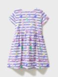 Crew Clothing Kids' Short Sleeve Mermaid & Stripe Print Cotton Jersey Dress, Multi