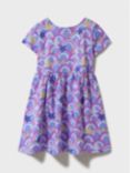 Crew Clothing Kids' Jersey Wave & Star Print Dress, Purple/Multi