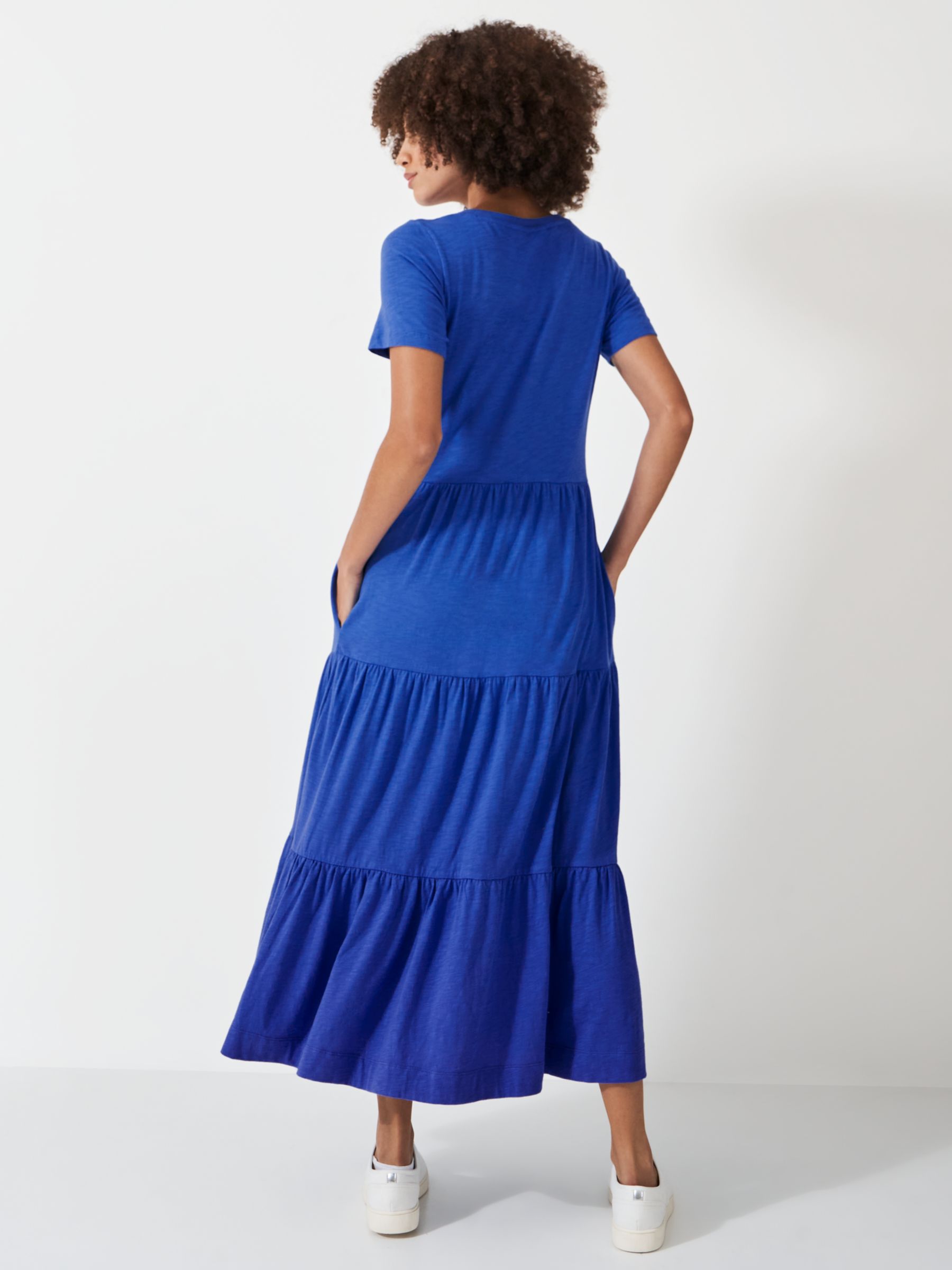 Buy Crew Clothing Vera Tiered Jersey Midi Dress, Bright Blue Online at johnlewis.com