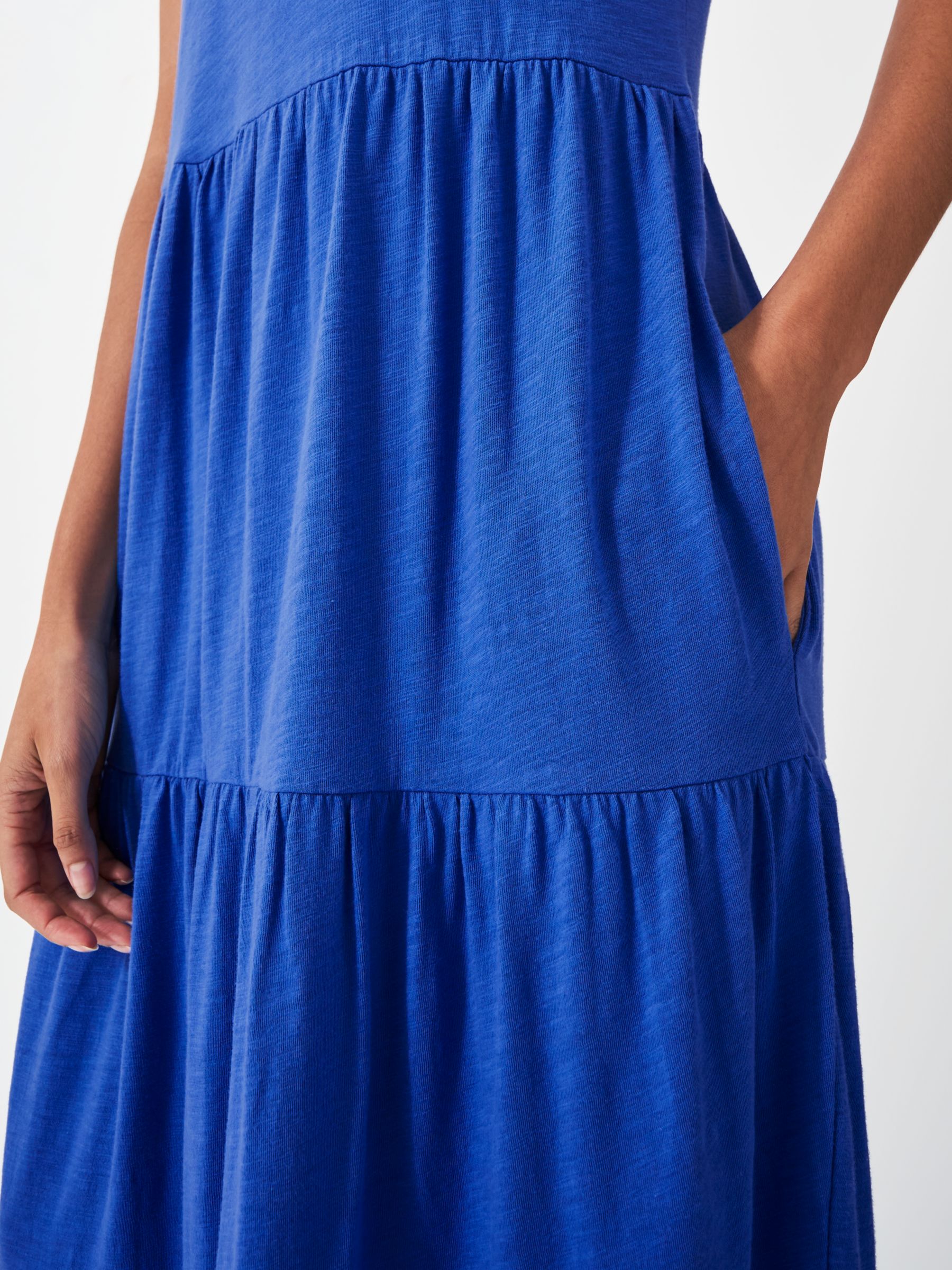 Buy Crew Clothing Vera Tiered Jersey Midi Dress, Bright Blue Online at johnlewis.com