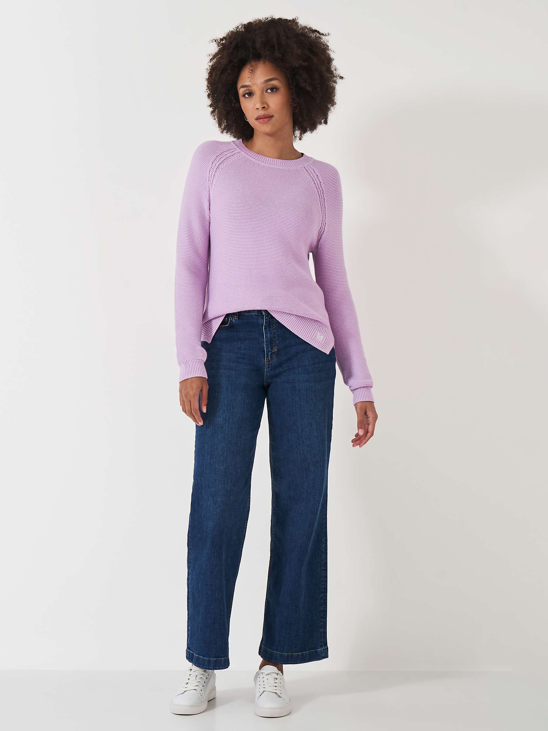 Buy Crew Clothing Cotton Textured Stitch Crew Neck Jumper, Lilac Online at johnlewis.com
