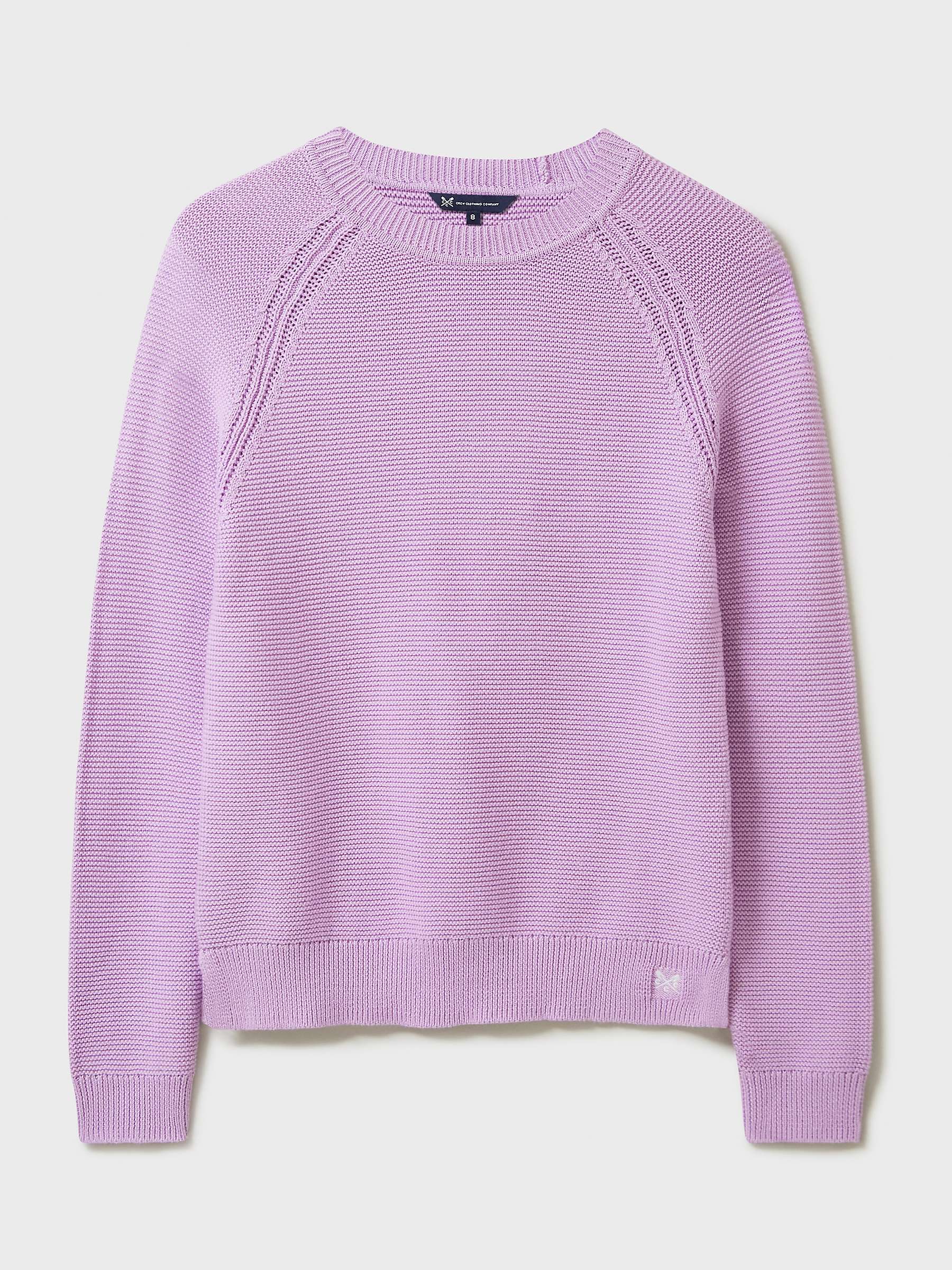 Buy Crew Clothing Cotton Textured Stitch Crew Neck Jumper, Lilac Online at johnlewis.com