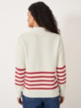 Crew Clothing Collar Detail Stripe Jumper, Bright Red