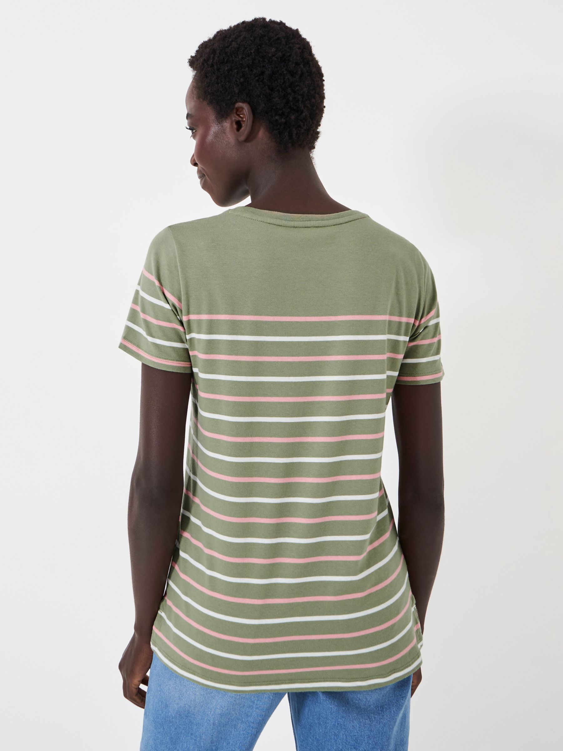 Crew Clothing Breton Striped Cotton Jersey T-Shirt, Green, 6