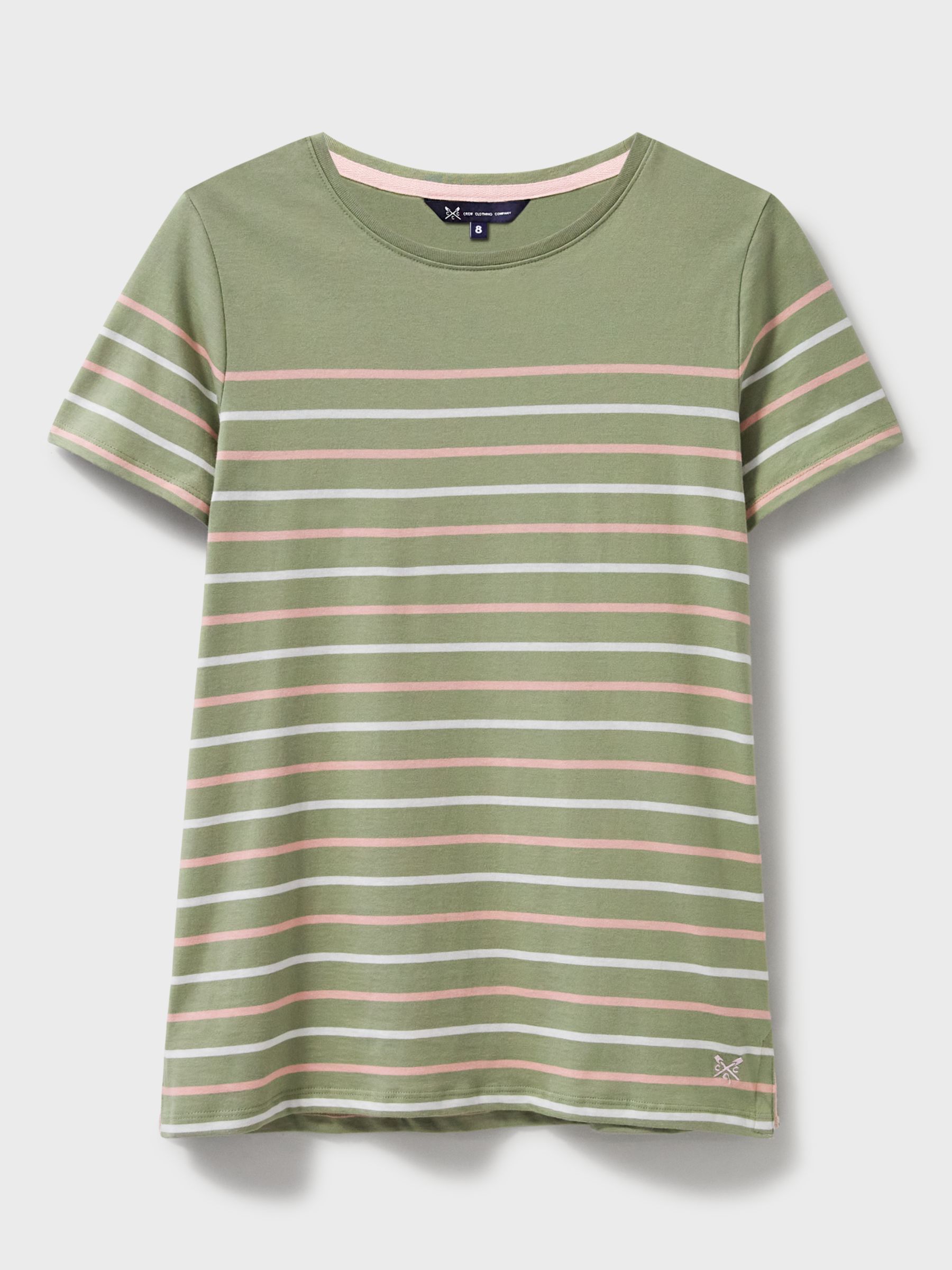 Buy Crew Clothing Breton Striped Cotton Jersey T-Shirt, Green Online at johnlewis.com