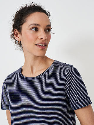 Crew Clothing Crew Neck Striped T-Shirt, Multi Blue
