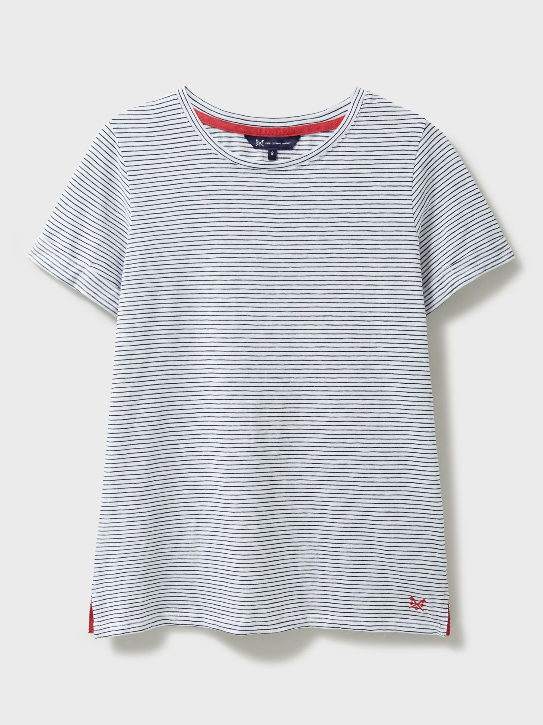 Crew Clothing Perfect Crew Stripe Slub T-Shirt, White/Navy, 6