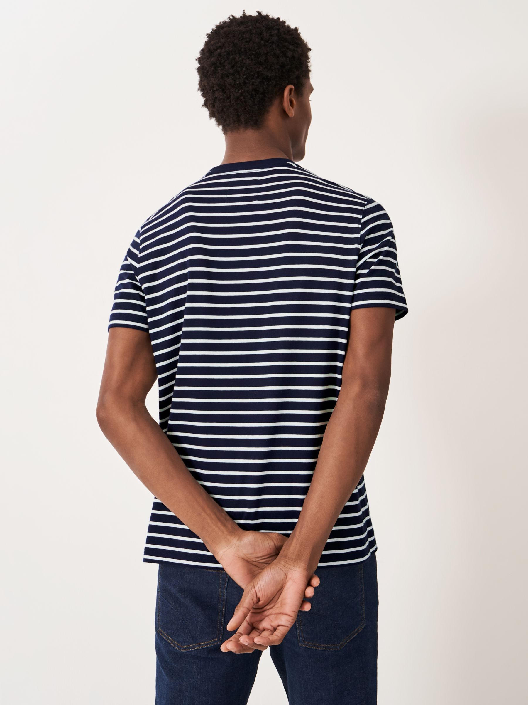 Crew Clothing Breton Stripe Cotton T-Shirt, Navy/White, XS