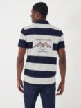 Crew Clothing Patsford Pique Multi Stripe Polo Shirt, Navy Blue