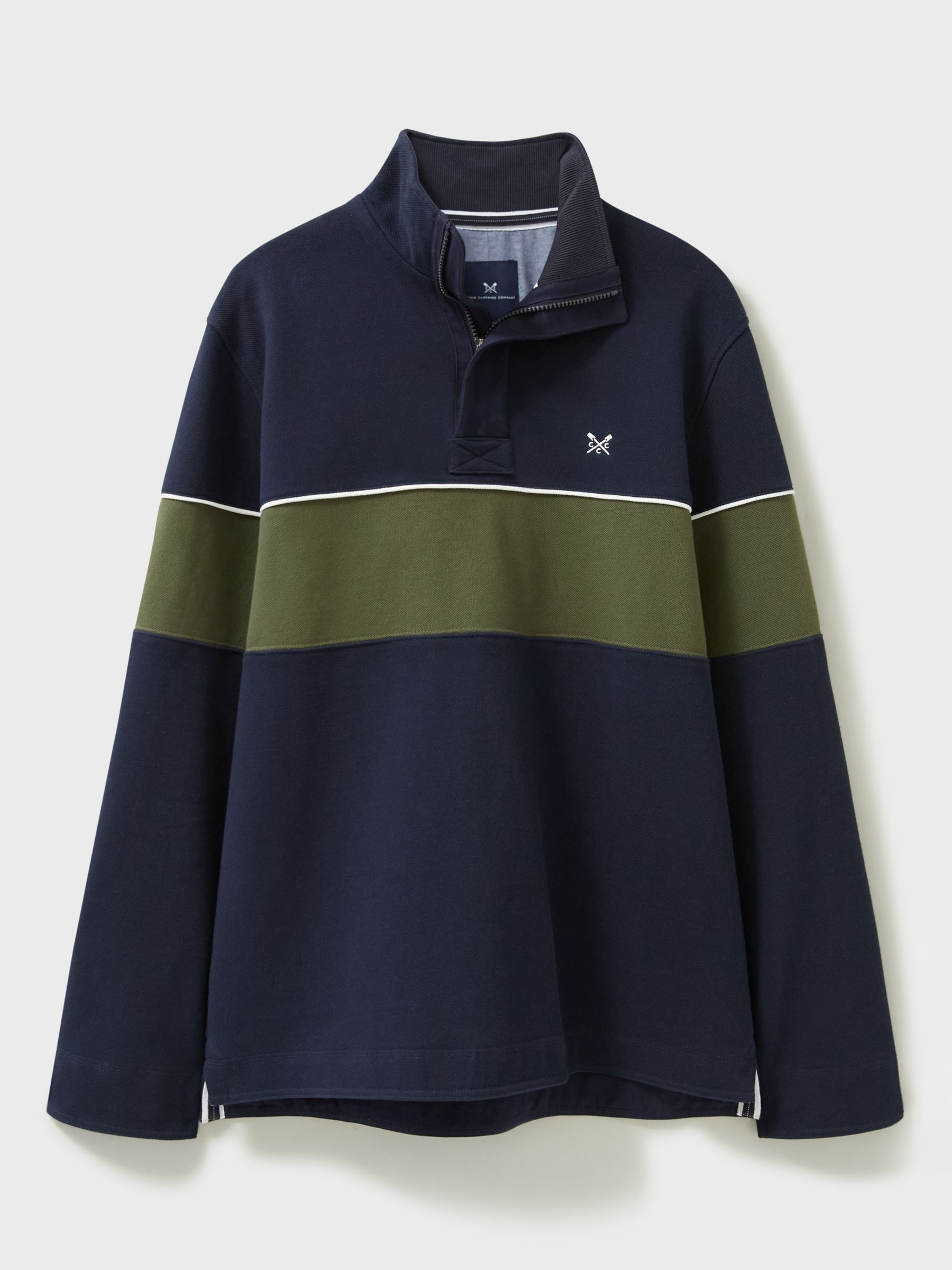 Crew Clothing Padstow Pique Stripe Jumper, Navy Blue, XS
