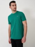 Crew Clothing Breton Stripe Cotton T-Shirt, Mid Green/White