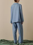 Piglet in Bed Linen Blend Pyjama Trouser Set, Wave Blue