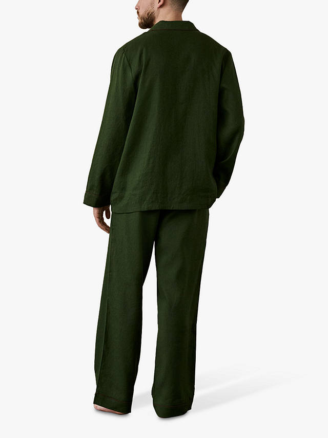 Piglet in Bed Linen Blend Pyjama Trouser Set, Fern Green