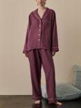 Piglet in Bed Linen Blend Pyjama Trouser Set, Fresh Fig