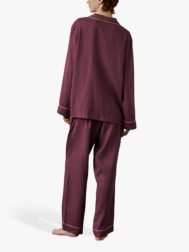 Piglet in Bed Linen Blend Pyjama Trouser Set, Fresh Fig