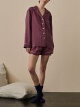 Piglet in Bed Linen Blend Pyjama Shorts Set, Fresh Fig
