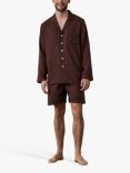 Piglet in Bed Linen Blend Pyjama Shorts Set, Conker Brown
