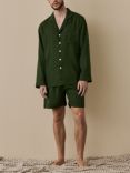 Piglet in Bed Linen Blend Pyjama Shorts Set, Fern Green