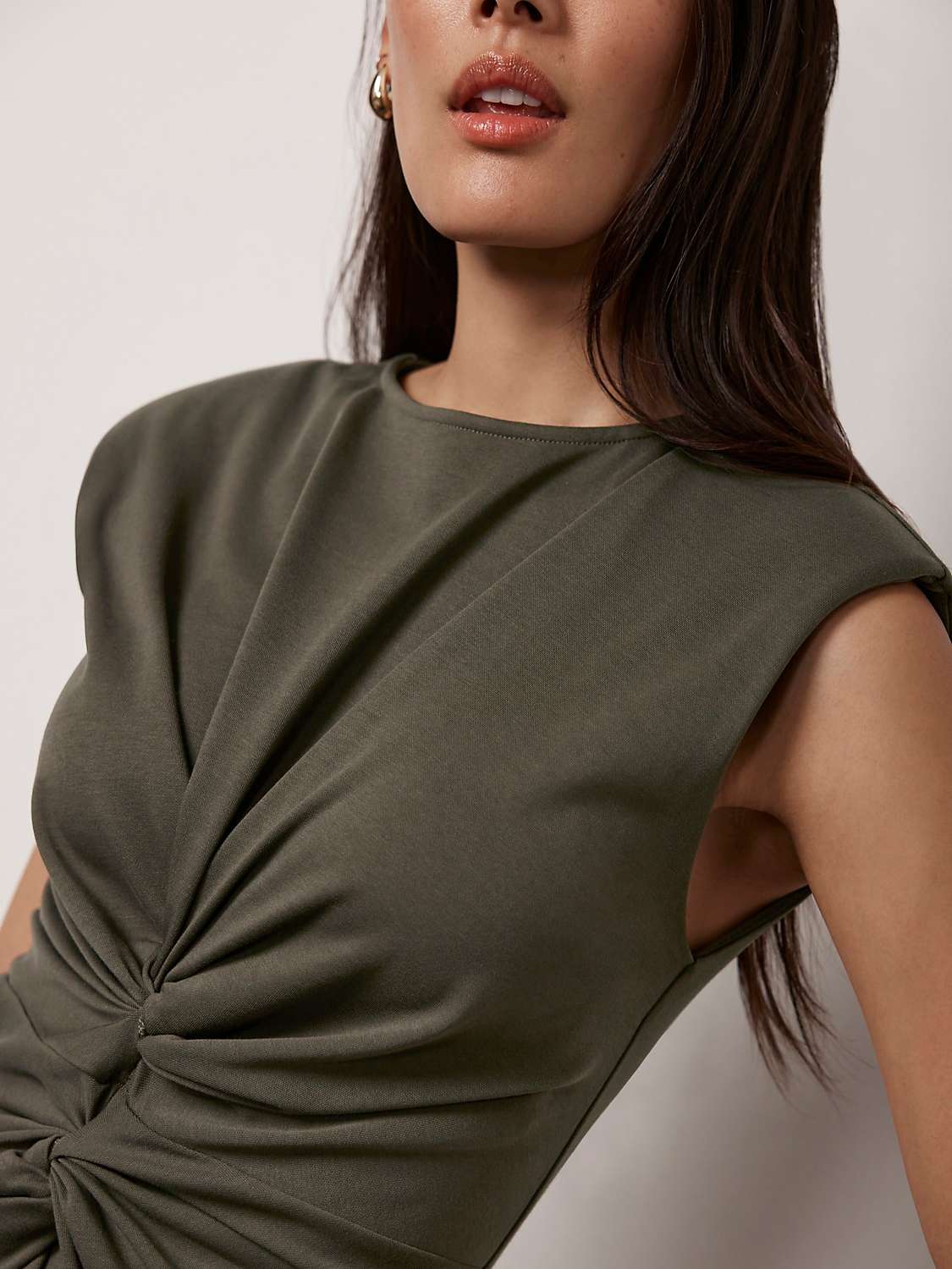Buy Mint Velvet Twisted Midi Dress, Green Khaki Online at johnlewis.com