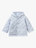 Benetton Baby Quilted Hooded Jacket, Light Blue Powder