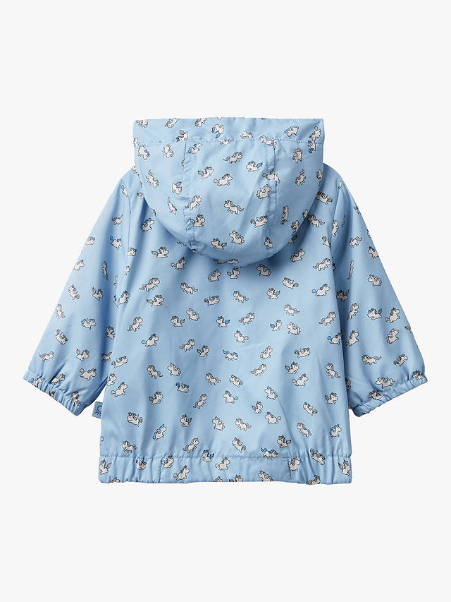 Benetton Baby Unicorn Print Hooded Rain Jacket, Sky Blue